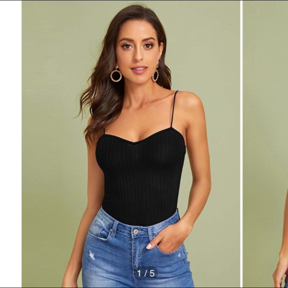 Ribbed Sweetheart Neck Cami Top SHEIN
